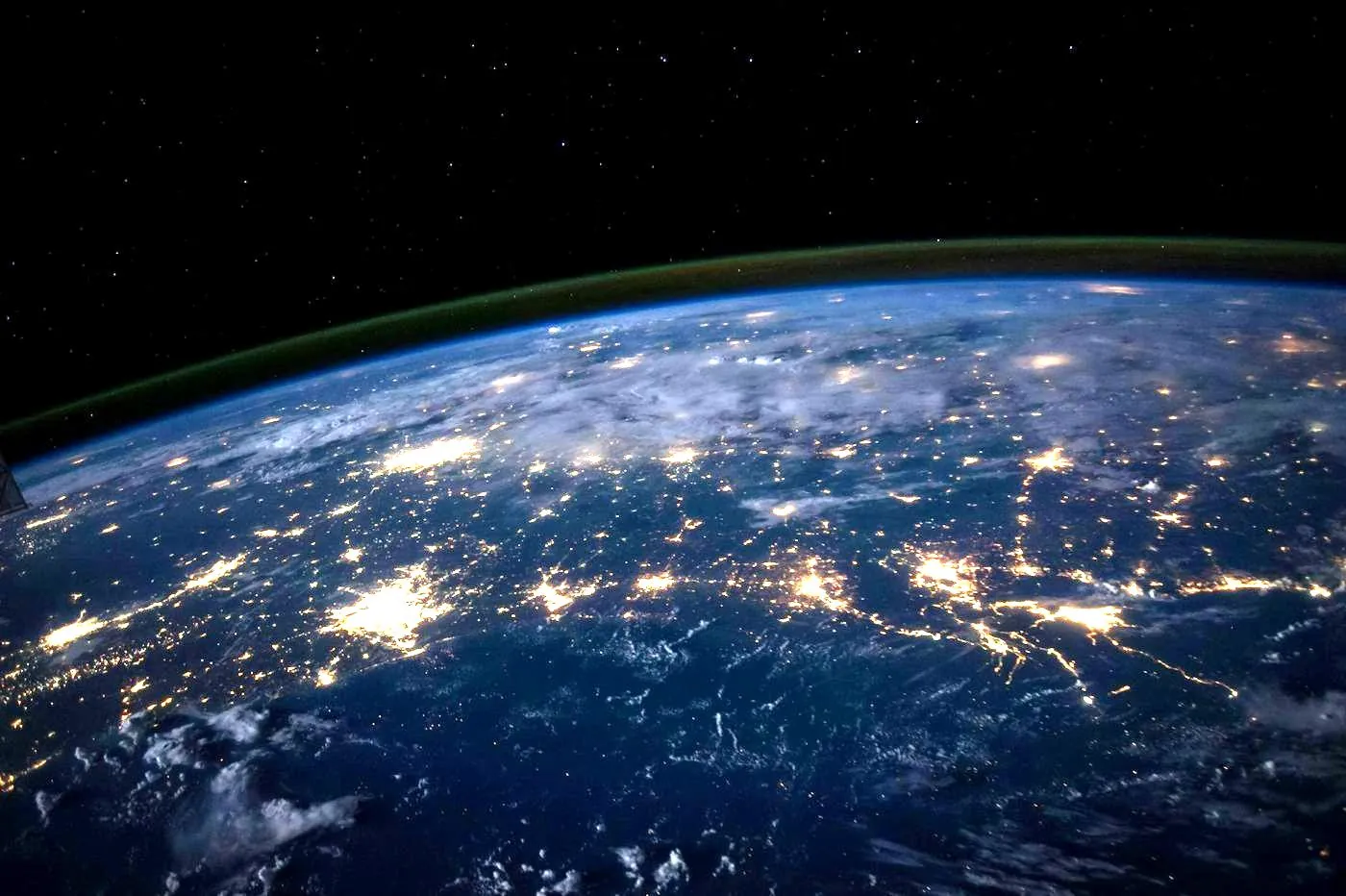 The Earth at night from orbit, city lights across South Asia